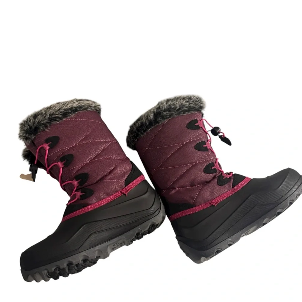 Kamik Girl’s Fur-Lined Vegan Winter Snow Outdoor Boots - Black and Pink Size 4 - Picture 9 of 9